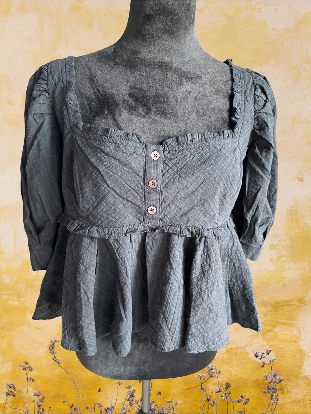 Free people Peplum top with buttons and Square-Neck